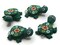 4 Green Turtles with Flowers on the Shell Turtle Charms Tortoise Links